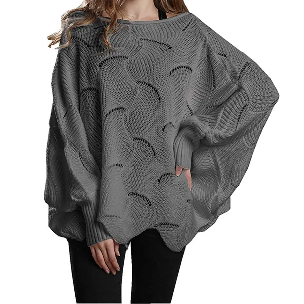 Женский Повседневный пуловер с круглым вырезом и рукавами летучая мышь уличный