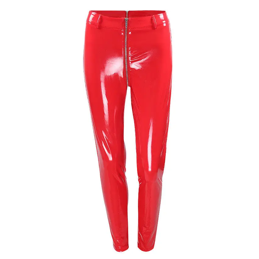 

Women Ladies Sexy PU Long Pants Zipper High Waist Stretch Pencil Pant Slim Skinny Long Pant Trousers