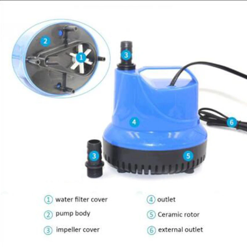 220-240V Blue Ultra-Quiet Submersible Water Fountain Pump Filter Fish Pond Aquarium Tank |