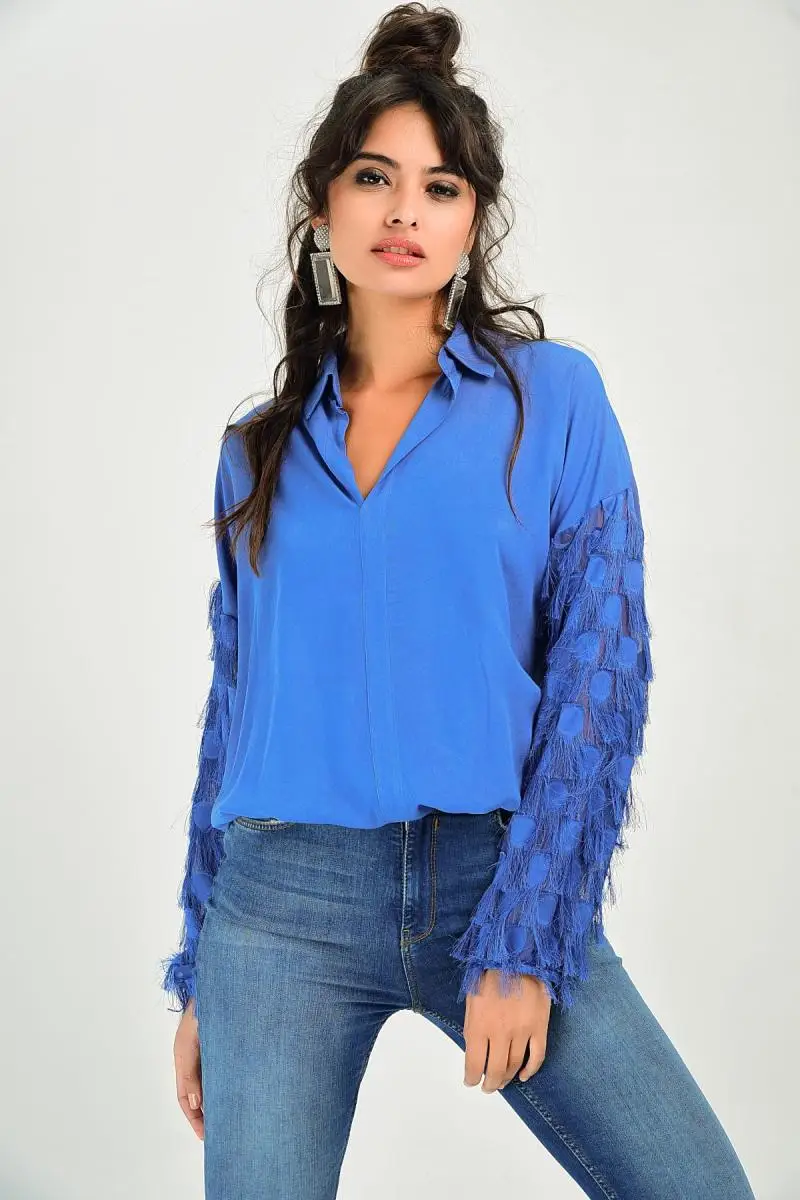 Cool &amp sexy Women Indigo Handle Tassels Bluz BK551 |