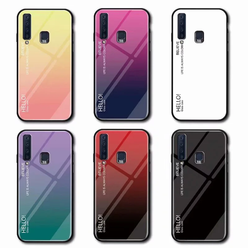 Градиентный чехол из закаленного стекла для Samsung galaxy S9 A8 A6 S8 Plus A7 2018 S7 Edge J5 J2 Pro A5 A3 J3