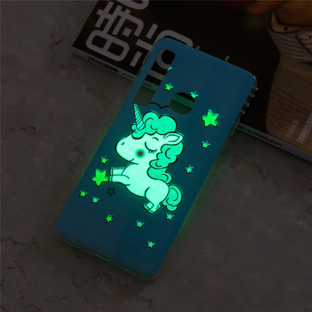 For Samsung Galaxy A9 2018 Case Luminous Cute Cartoon Unicorn Flower Glow in the Dark Soft TPU Silicone | Мобильные телефоны и