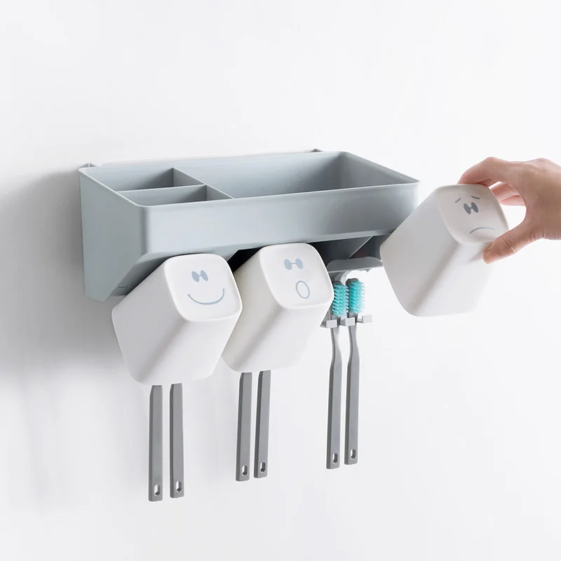 Paste Wall Mounted Toothbrush Holder Mouthwash Set Bathroom Toothpaste Rack Storage Wash Racks | Дом и сад