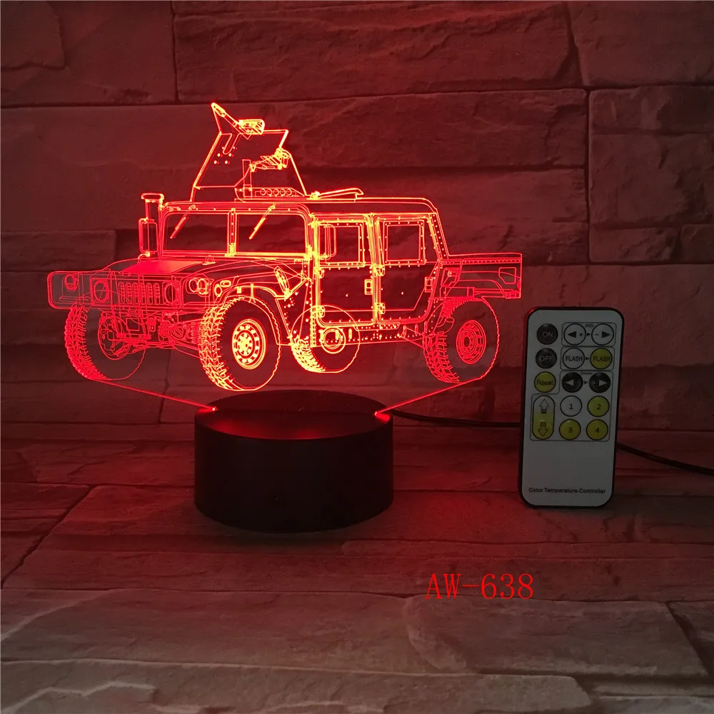 3D Vision 7 Colors Changing Car Light Fixtures Led Home Lighting Desk Lamp Bedroom Sleep Decor Vehicle NightLight Gift AW-638 | Лампы и