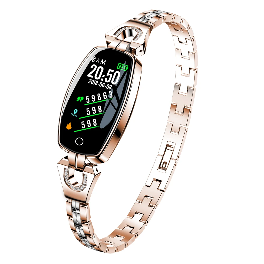 H8 women smart wristband Fitness bracelet Heart Rate Monitor blood pressure oxygen band best gift for Lady(gold) | Электроника