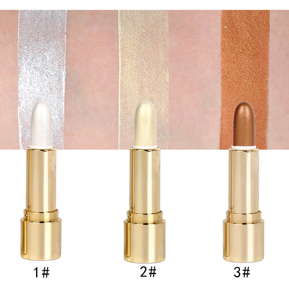 3 Colors Face Highlighter Powder Stick Palette Foundation Bronzer Iluminador Maquillaje Shimmer Skin Highlighting Make Up | Красота и