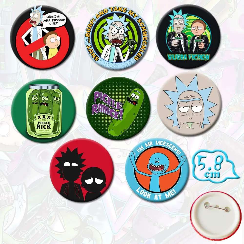 8 шт./компл. Рик и Морти бейджи ПВХ булавки аниме Пикл MEESEEKS Wubba Фантастическая