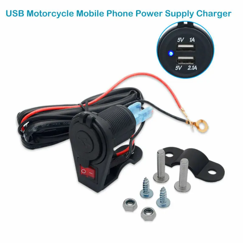 Водонепроницаемый Мотоцикл мобильный телефон двойной USB порт питания зарядное