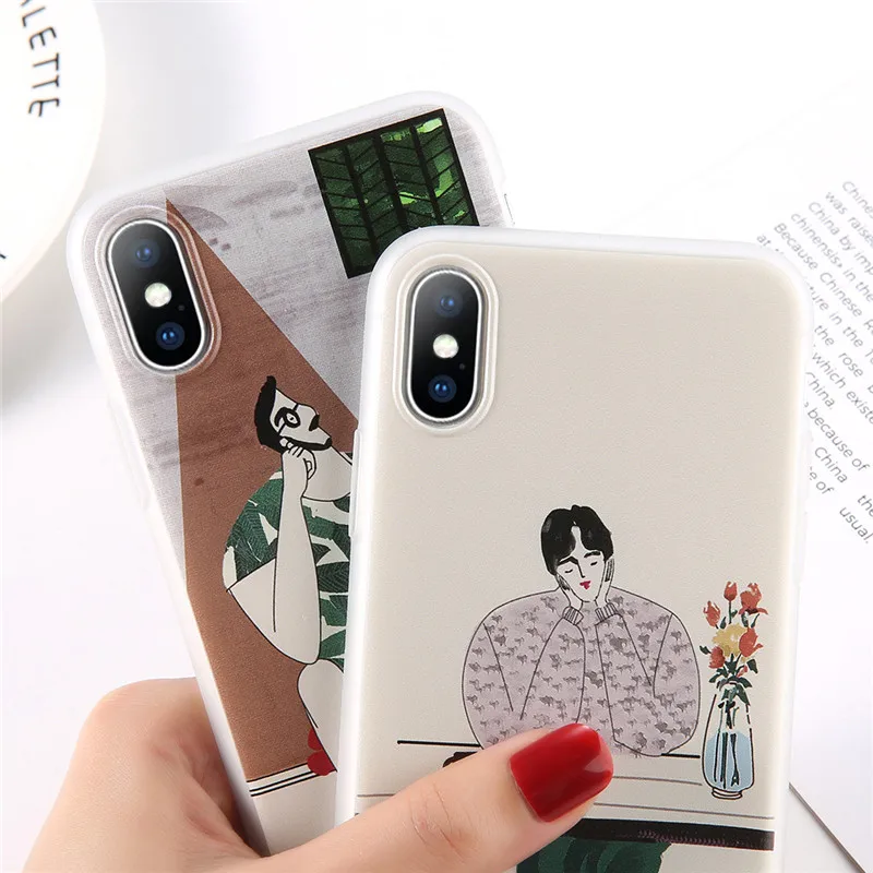 Leaf Print Phone Case for iPhone X 6 6s 7 8 Plus XR XS Max Cute Green Cactus Plants Potted Cartoon Soft TPU Rubber Silicon |