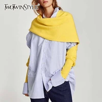 twotwinstyle 2020 spring autumn knitting scarves for women plus thick warm fashion womens shawl korean style accessories new