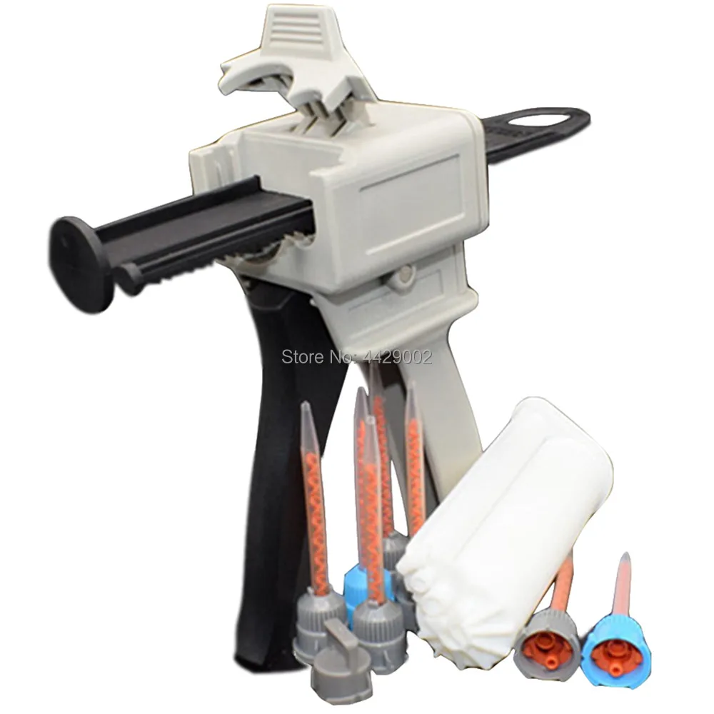 

10:1 50ml Dispensing Gun Applicator Glue Gun + 50ml Epoxy Resin Mix Cartridge + 7pcs 10:1 Static Mixer Tip Nozzle Mixing Nozzles