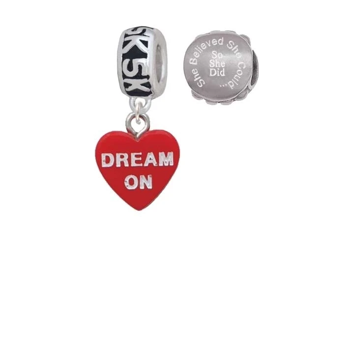 Акриловый красный &quotDream On/Bite Me&quot сердце 5 K Run она поверила что может очаровать