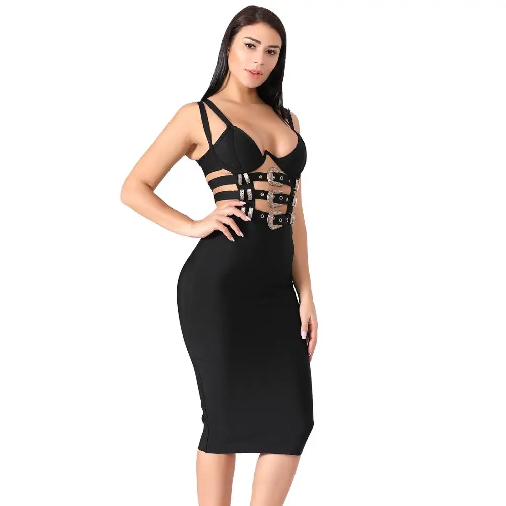 KAOUYOU женское черное облегающее Бандажное платье знаменитость эротичный вырез