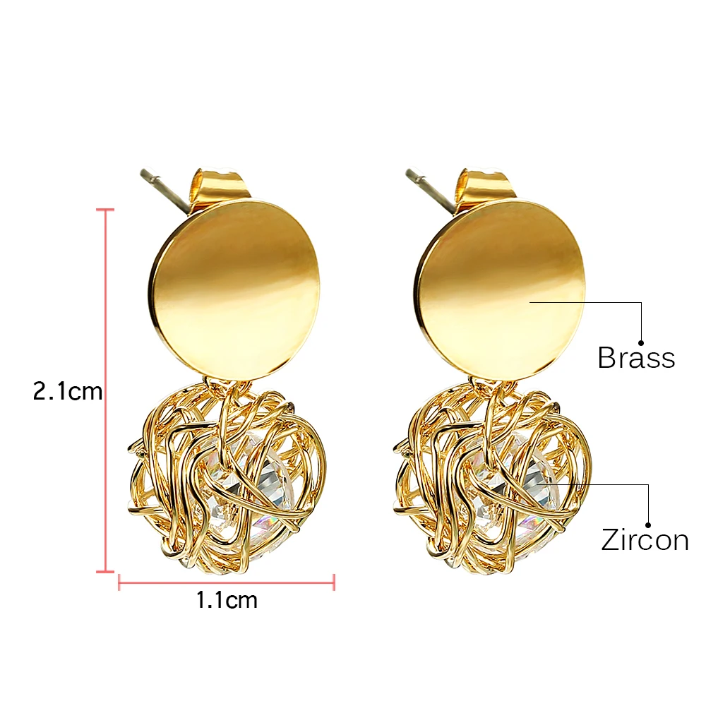 Женские Висячие серьги с цирконом в форме шарика внутри Корейском стиле новые