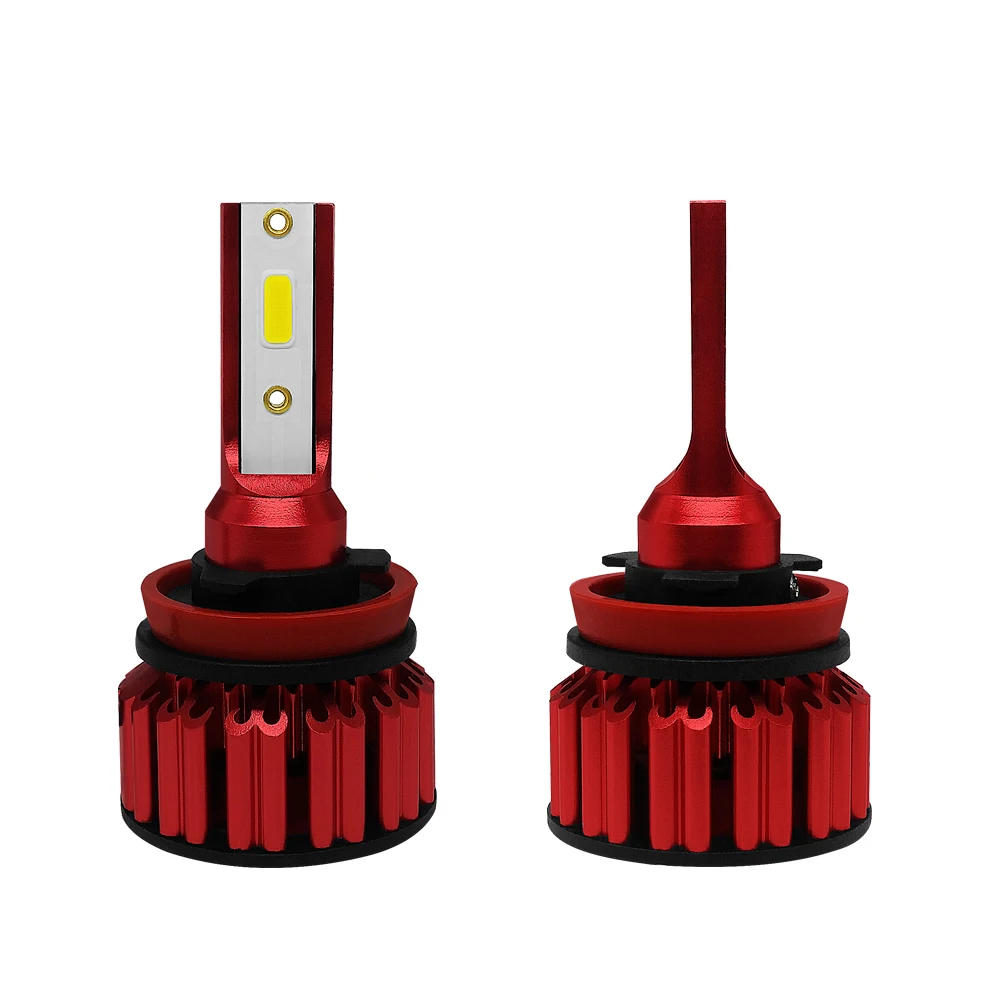 

2PCS Newest Q6 Fanless Style Car LED Headlight Bulbs H11 COB 50W White 6000K Light CSP LEDs Auto Headlamp Far and Near Light