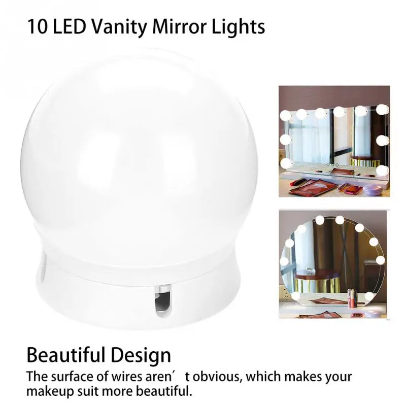 10 шт. LED-подсветка маленького зеркала светодиодный макияж регулируемые