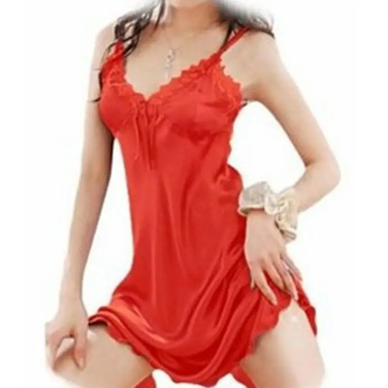 Ночная сорочка женская кружевная пикантная Элегантная ночная рубашка шелковое