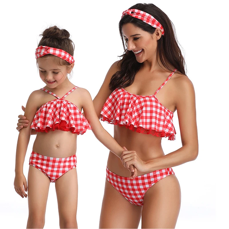 2019 Women Daughter Bikinis Beach Bathing Suit Swimwear Falbala Two Piece Set Fashionable High Waist Bikini |