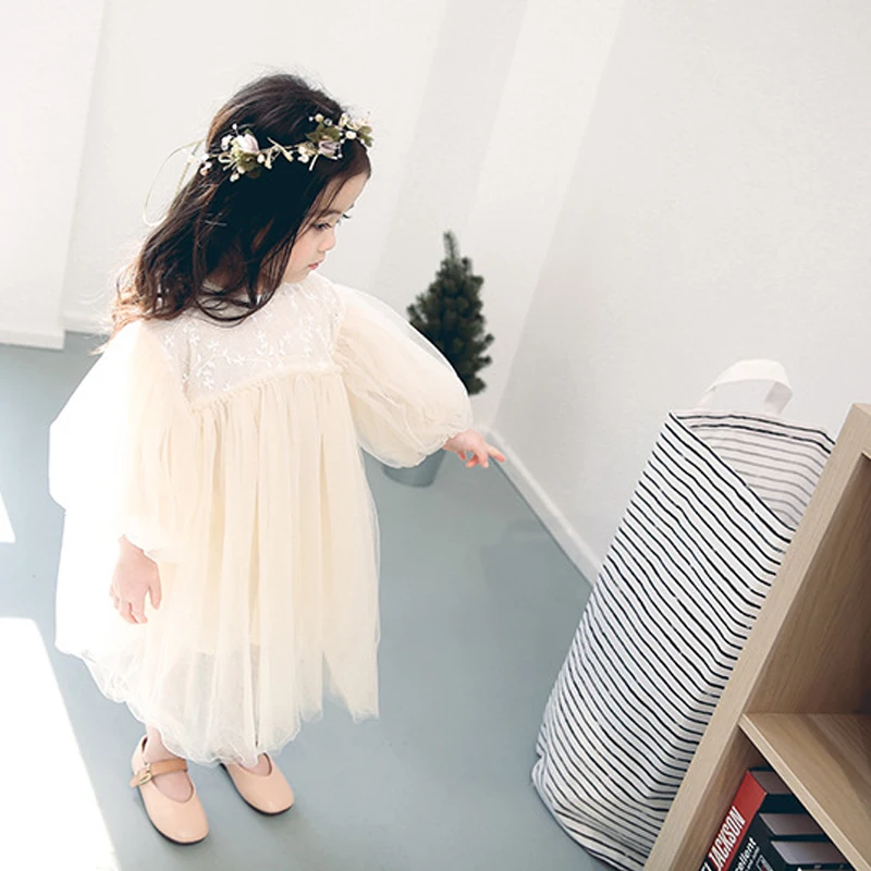 lace easter long dress age for 9 month-4 yrs little girl 2019 new spring sleeve embroidered flowers baby girls frocks | Детская одежда