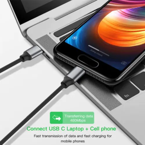 Суперскоростной зарядный кабель 100 см 3 А USB Type C внешний типа штырь для MacBook