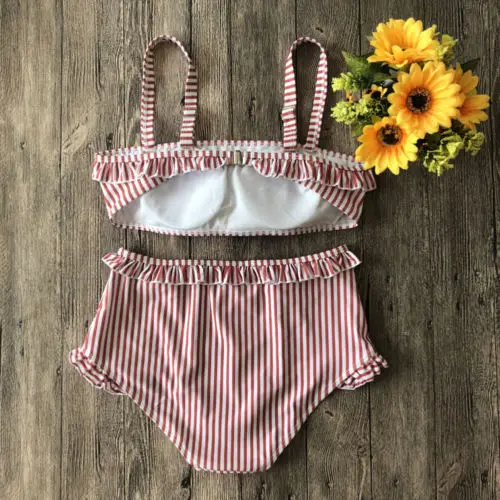 Summer Womens Pink Striped Swimwear Bandage Push-Up Bikini Set Brazilian Triangle Swimsuit Beachwear | Спорт и развлечения