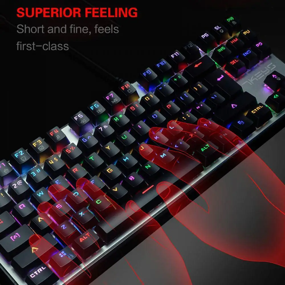 Игры Механическая клавиатура 87 клавиши Настоящее RGB синий переключатель