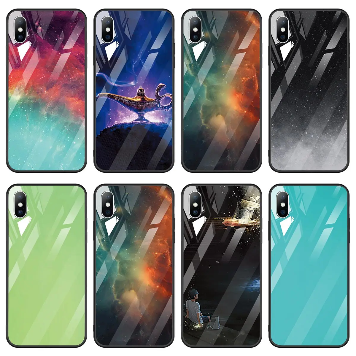 Luxury Tempered Glass Space Case for iPhone X XS MAX XR Silicone Glossy Cover iphone 8 7 6 6S Plus |