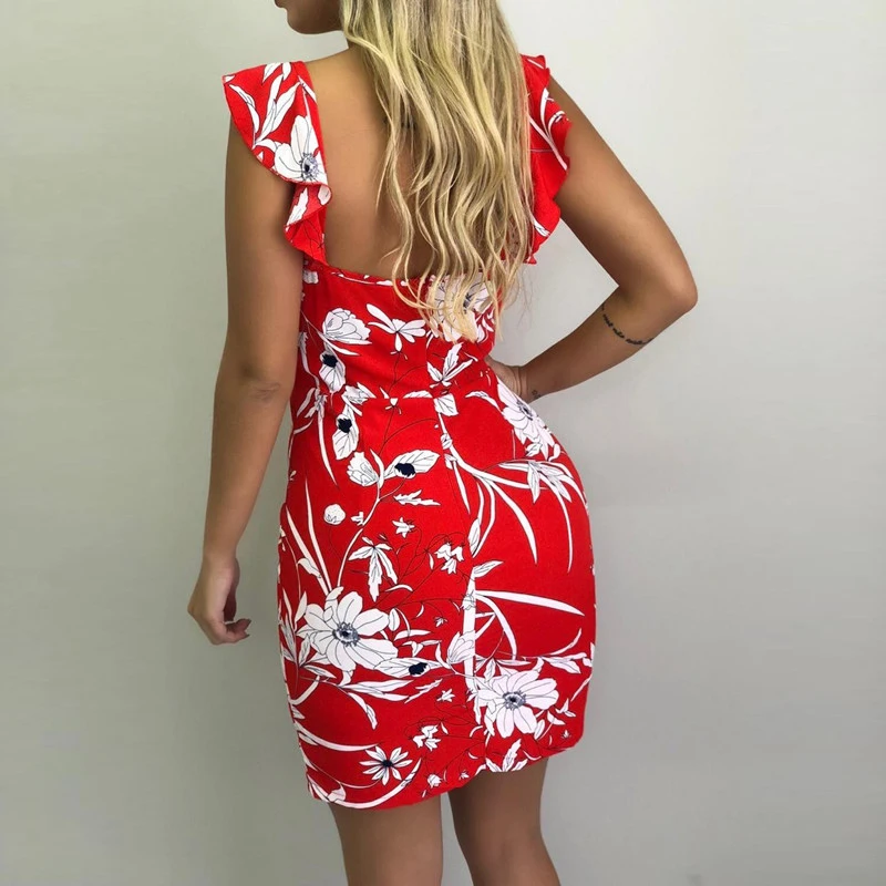 Женский летний Повседневный Сарафан с цветочным принтом без рукавов богемное