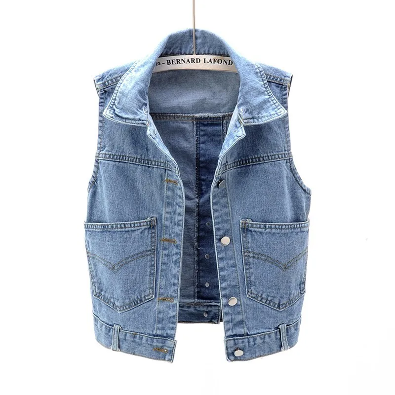 5XL Large Size Vest 2019 Fashion Women's Spring Sleeves For Women Denim Vests Wild Hooded Sleeveless Tops AS411 | Женская одежда