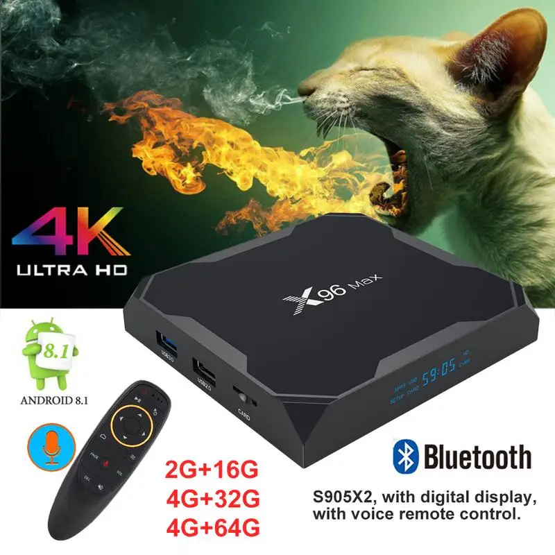 X96 Max tv Box 4G + 64G S905X2 четырехъядерный процессор Cortex A53 Android 8 1 Гбит/с сетевой плеер с
