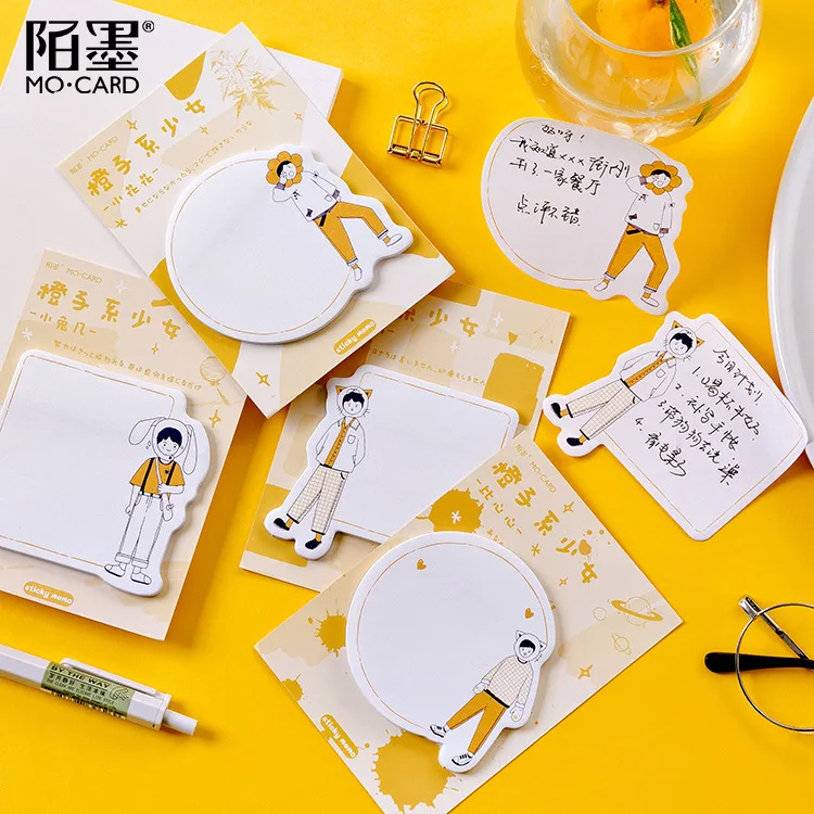 SIXONE оранжевая Серия для девочек клейкая заметка креативные свежие съемные