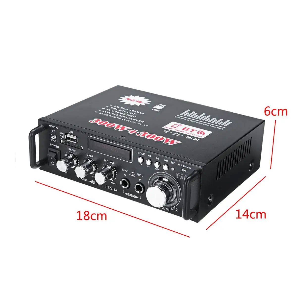 Автомобильный мини усилитель мощности KROAK 600 Вт 12 В 220 USB bluetooth Hi Fi стерео аудио