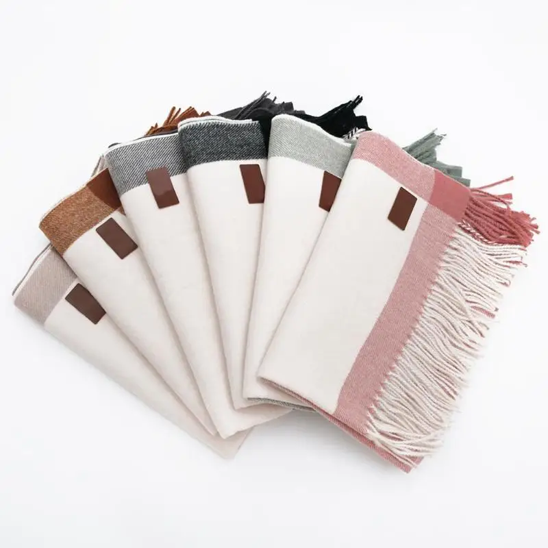 Зимний женский шерстяной шарф женские кашемировые шарфы широкие решетки длинная