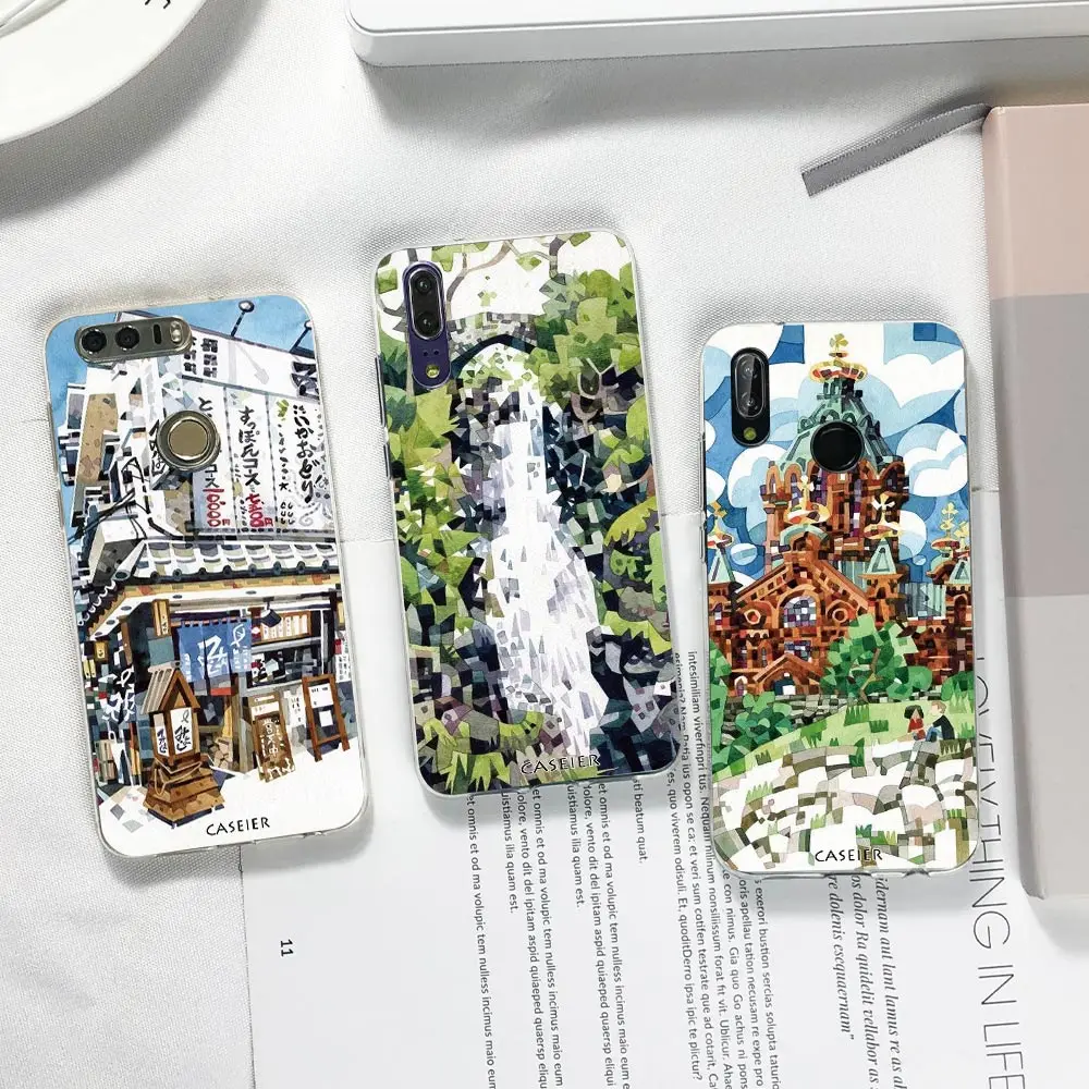 CASEIER Модный чехол для телефона Huawei Honor 8 9 10 Lite японский мультяшный элемент P10 P8 P9 P20