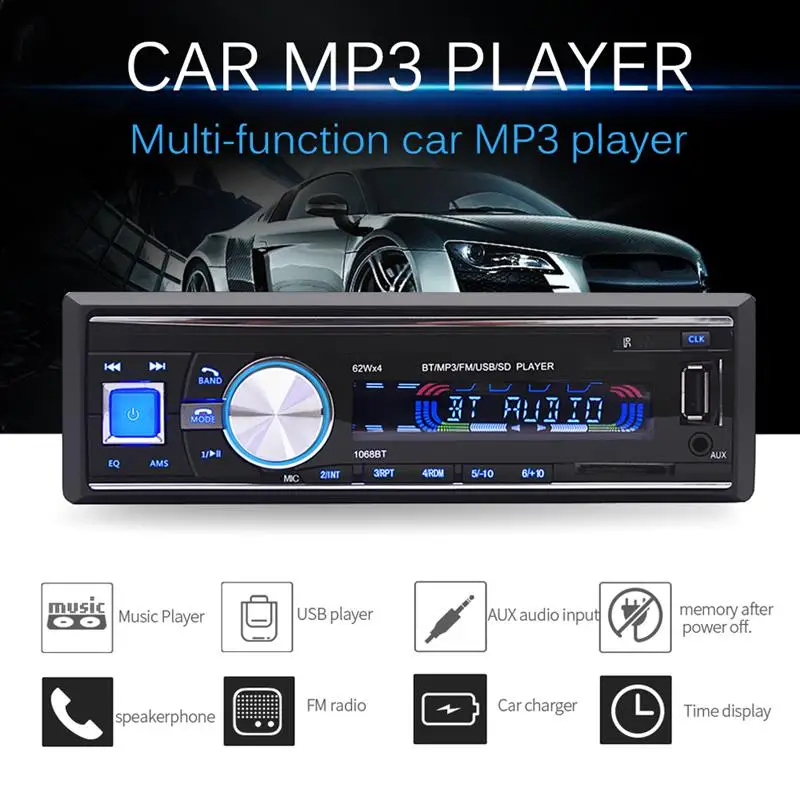 Автомагнитола с Bluetooth mp3-плеером FM-приемником и пультом ДУ | Автомобили мотоциклы