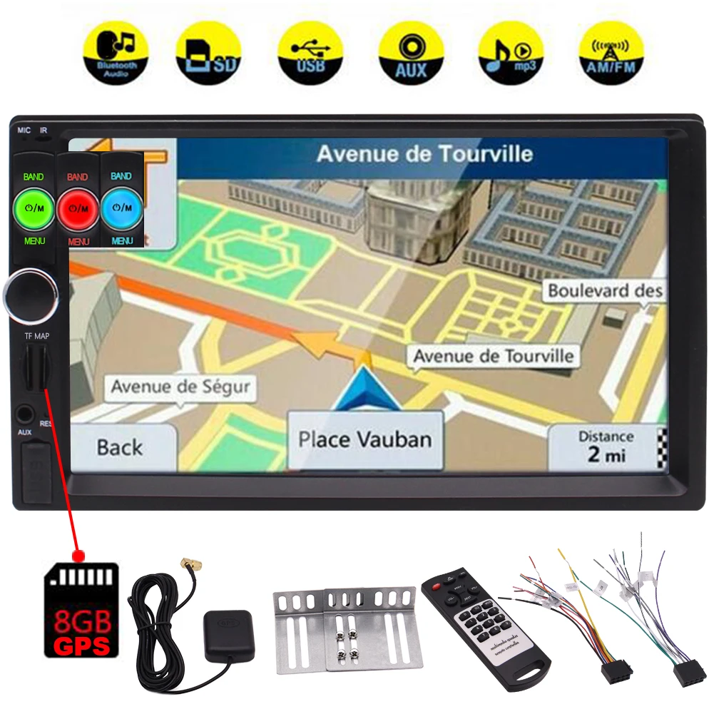 Лидер продаж автомобильный mp5 плеер 7 дюймов Full HD 1080P GPS навигатор Bluetooth FM/RDS радио
