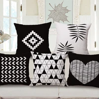 white and black stripe throw pillow case geometric heart cotton linen cushion covers for home sofa chair decorative pillowcases