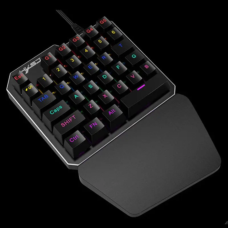 HXSJ J100 игровая мышь Проводная 35 клавиш для ноутбуков 7 подсветка зеленая ось
