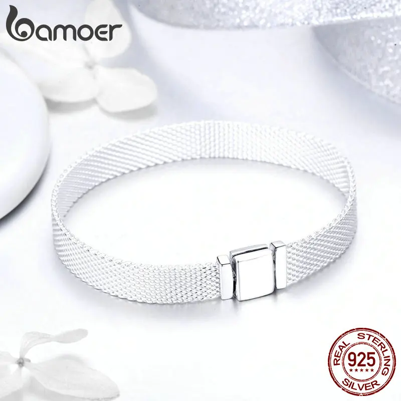 BAMOER Strand браслеты Горячая 925 пробы Серебряный Столичный стиль женские модные браслеты ювелирные изделия подарок 17 см-20 см SCX001