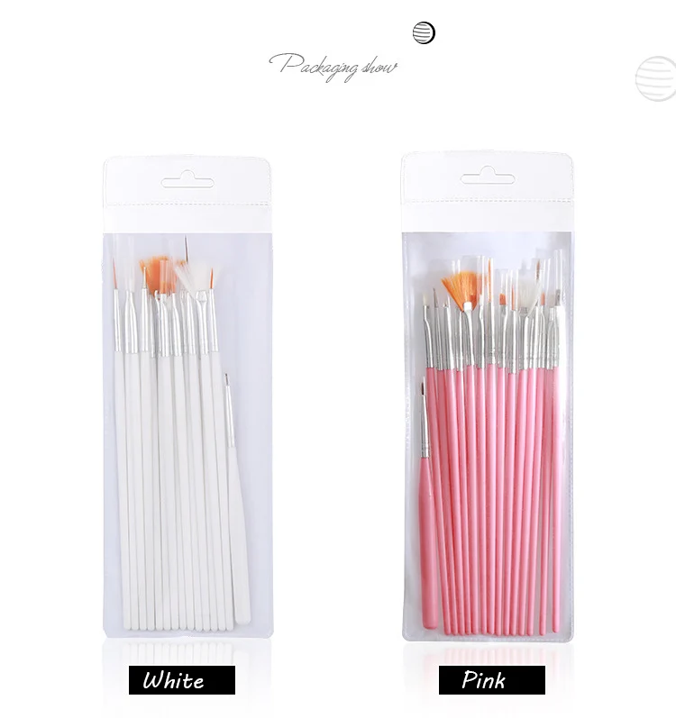 15 шт. Профессиональный набор кистей для дизайна ногтей Рисование линий ручка УФ