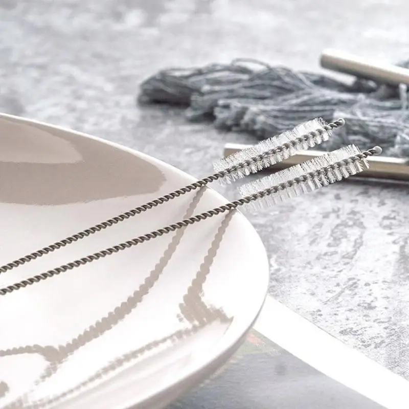 Многоразовая металлическая щетка для очистки питьевой соломы инструмент