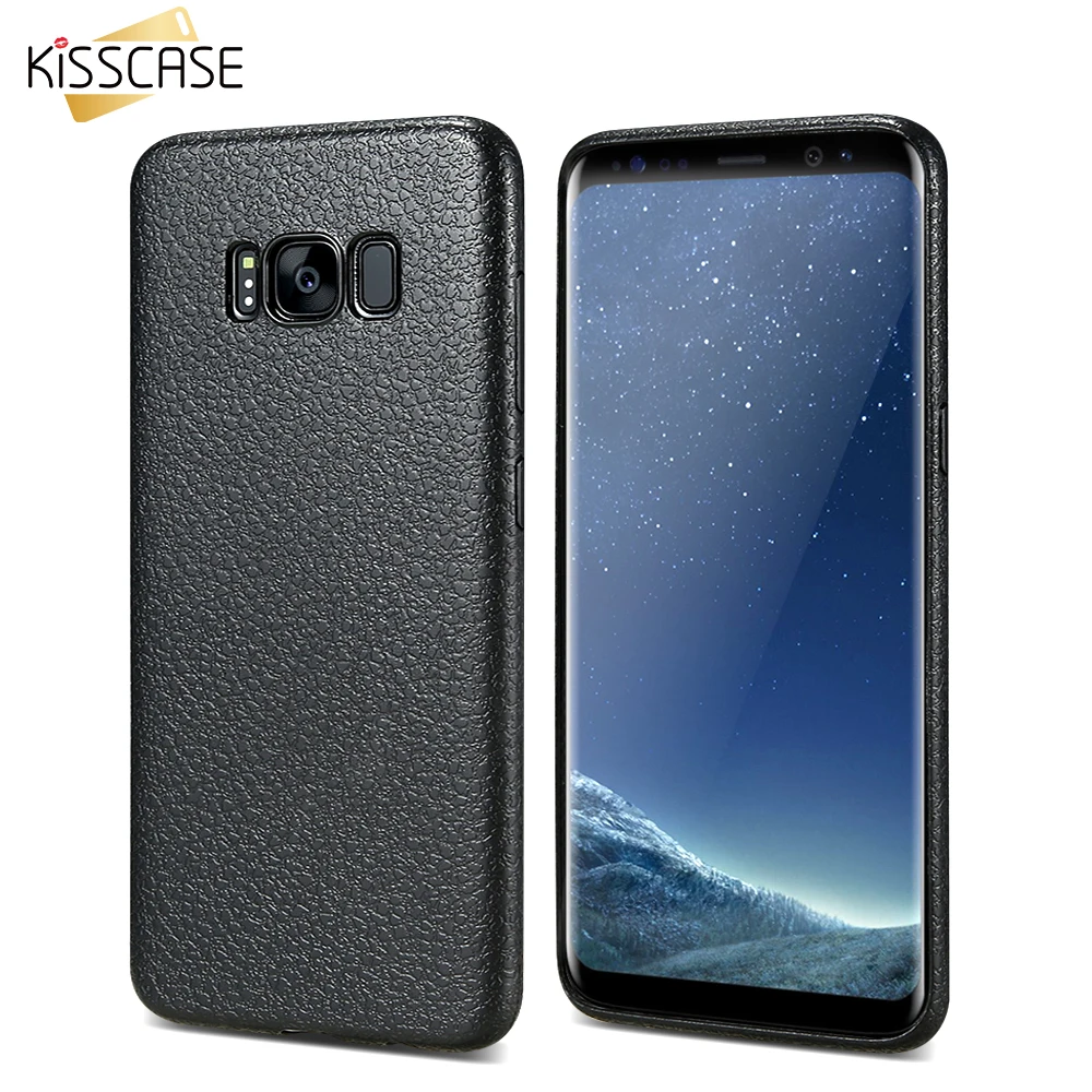 Кожаный чехол с текстурой KISSCASE для Samsung Galaxy S9 S8 Plus силиконовый деловой задняя