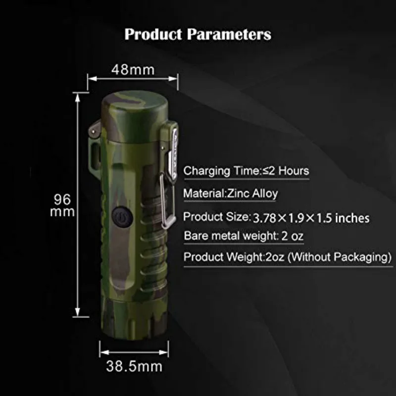 Electric Lighter Waterproof With Flashlight Flameless Windproof Arc For Outdoor Camping Hiking | Дом и сад