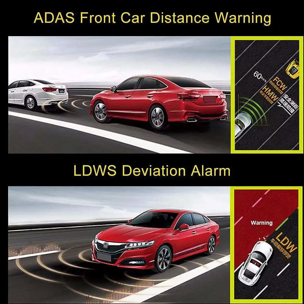 4 дюймовый IPS экран ADAS Dash Cam Full HD 1926P Автомобильная DVR камера с двумя объективами