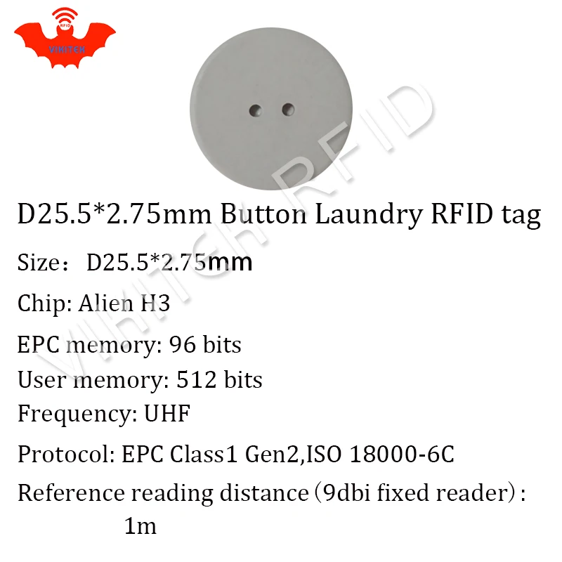 UHF RFID бирка для белья VIKITEK 10 шт. 915 МГц 860 960 Alien Higgs3 chip PPS материал может быть вымыта