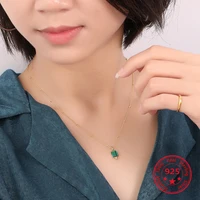 2019 new arrival pure 925 silver gold plated necklace chic simple malachite pendant necklace beads chain jewelry for women gift