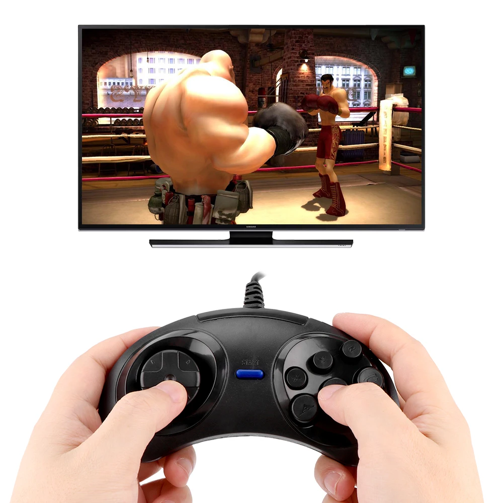 Проводной мини геймпад USB для SEGA классический с 6 кнопками держатель игрового