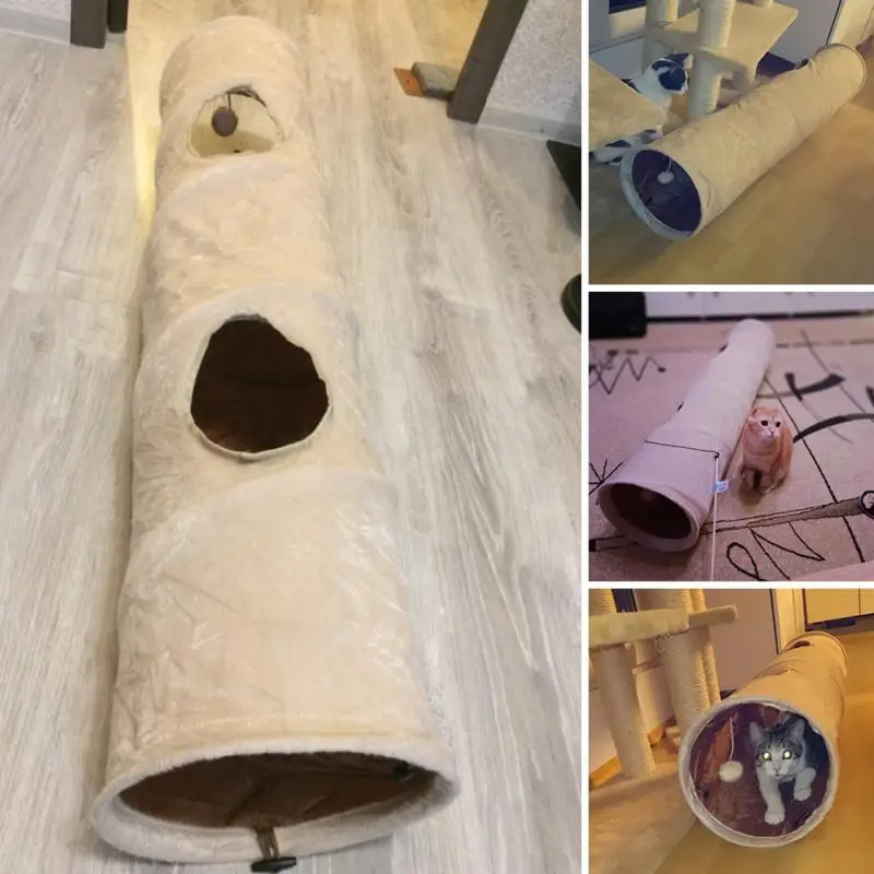 Cat Tunnel играть трубы 2 Отверстия Складная кошка щенок кролик тизер забавные скрыть