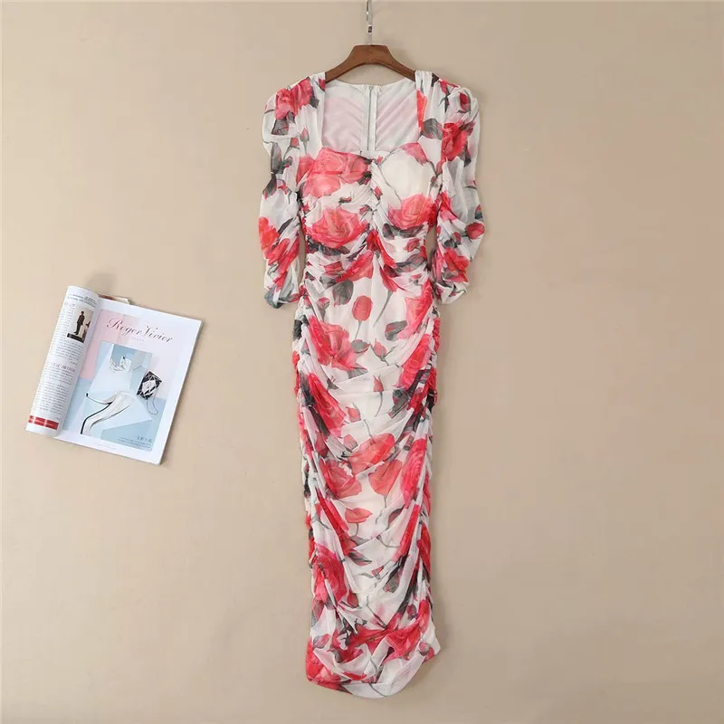 2019 весеннее сексуальное женское вечернее платье с вырезом лодочкой и цветочным