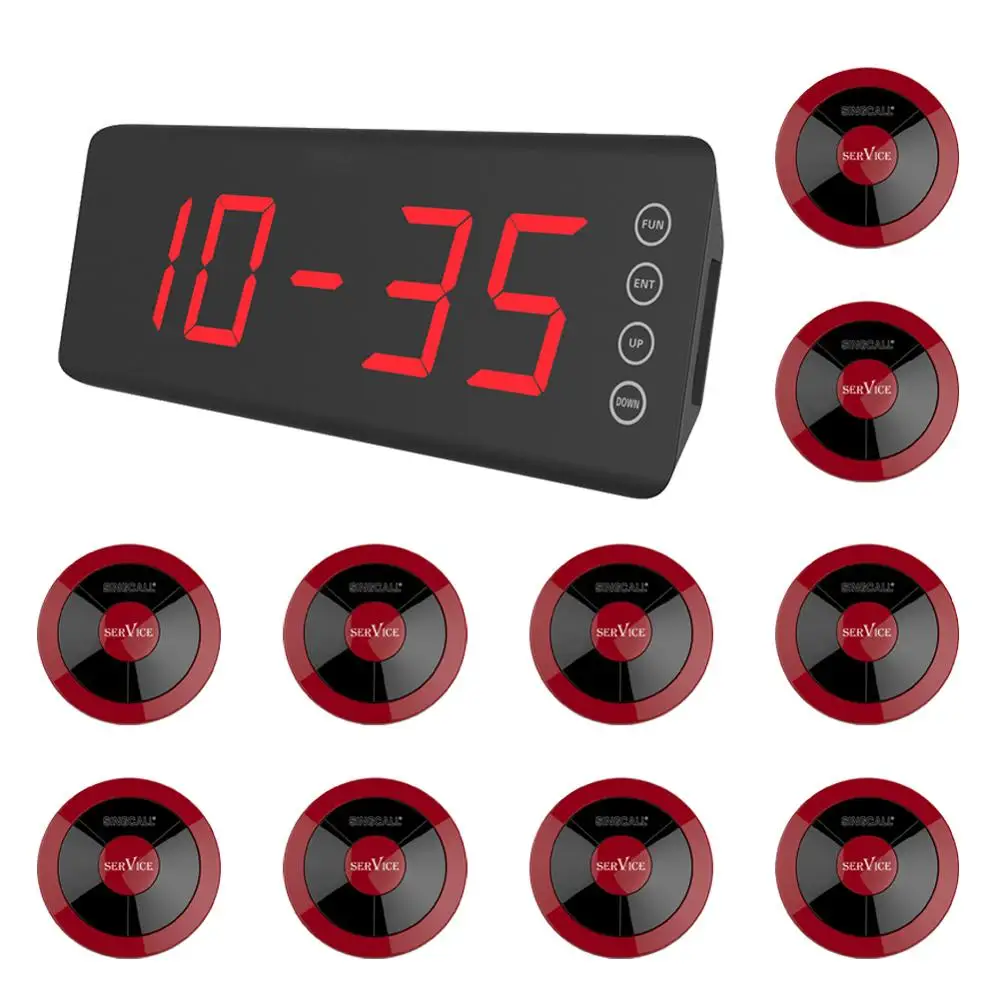 SINGCALL Беспроводная система вызова 1 экран rReceiver 10 водонепроницаемых кнопок